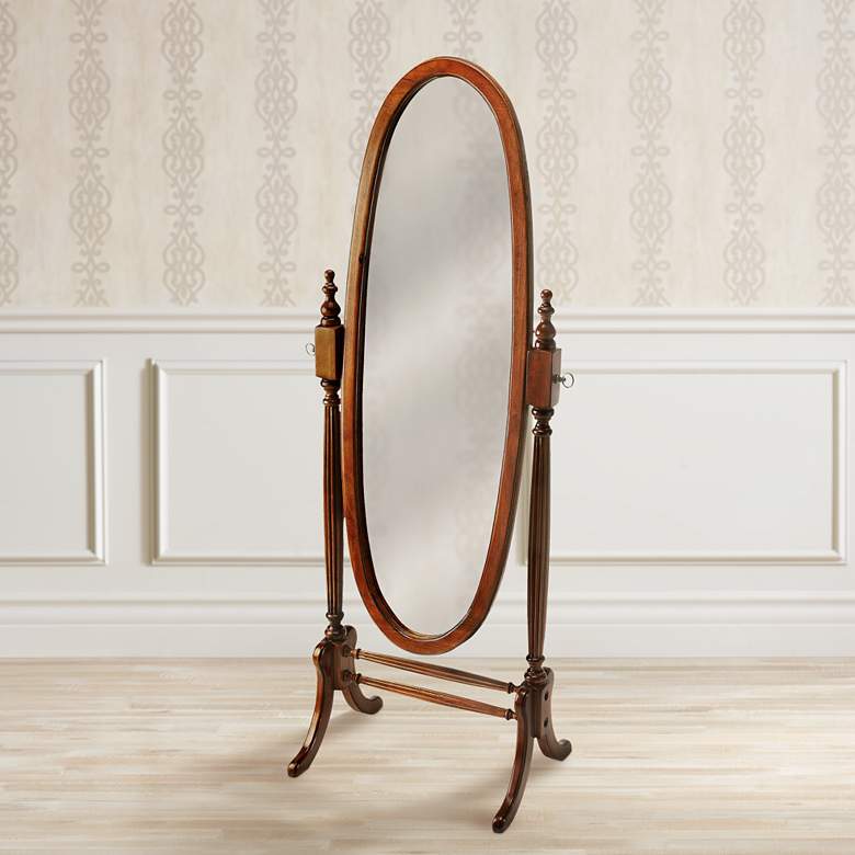 Image 1 Caroline Olive Ash 20 inch x 60 inch Large Full Length Cheval Mirror