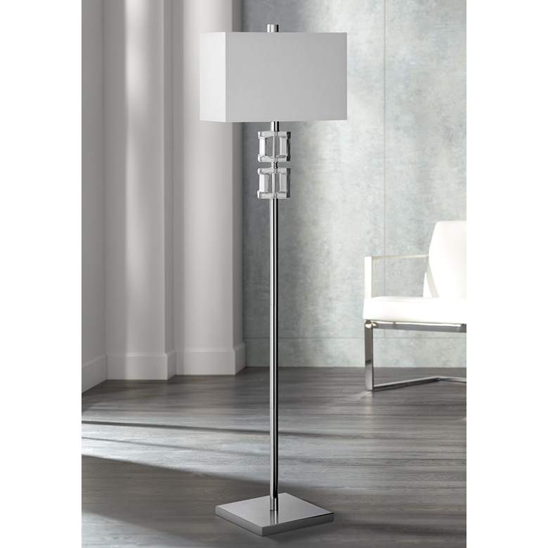 Image 1 Caroline Polished Chrome Floor Lamp with Square Glass
