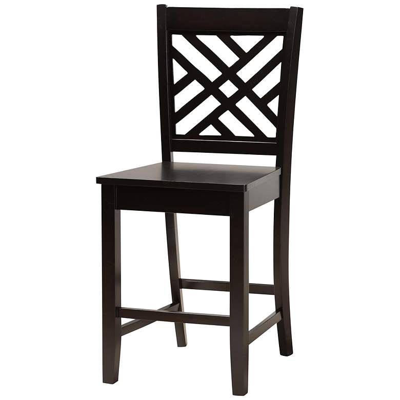 Image 5 Caron Dark Brown Wood 5-Piece Pub Height Dining Set more views