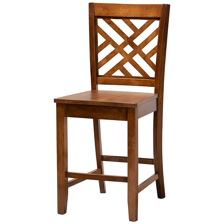 Image 5 Caron Walnut Brown Wood 5-Piece Pub Height Dining Set more views