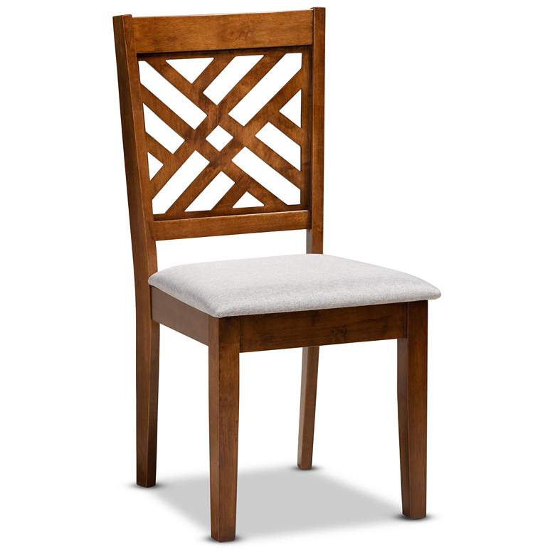 Image 2 Caron Walnut Brown Wood 7-Piece Dining Table and Chair Set more views