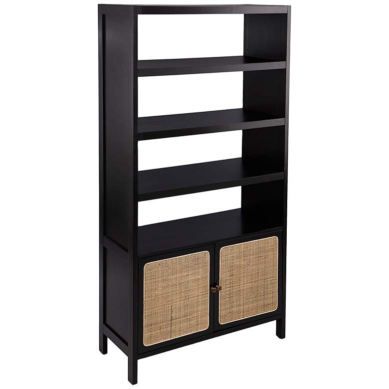 Image 2 Carondale 35 inch Wide Black Wood 4-Shelf Bookcase
