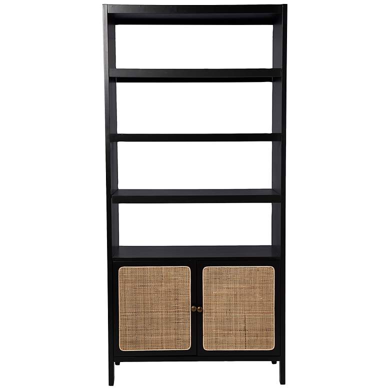 Image 5 Carondale 35 inch Wide Black Wood 4-Shelf Bookcase more views