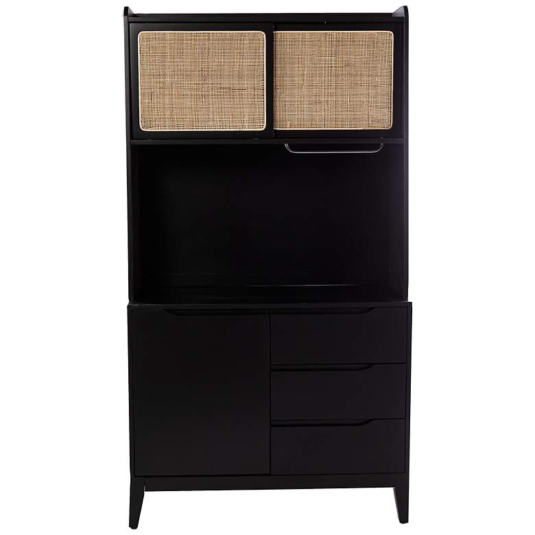 Image 5 Carondale 38" Wide Black Wood 3-Drawer Buffet Cabinet more views