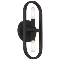 Carousel 13.5&quot; High 2-Light Black Modern/Contemporary Wall Sconce