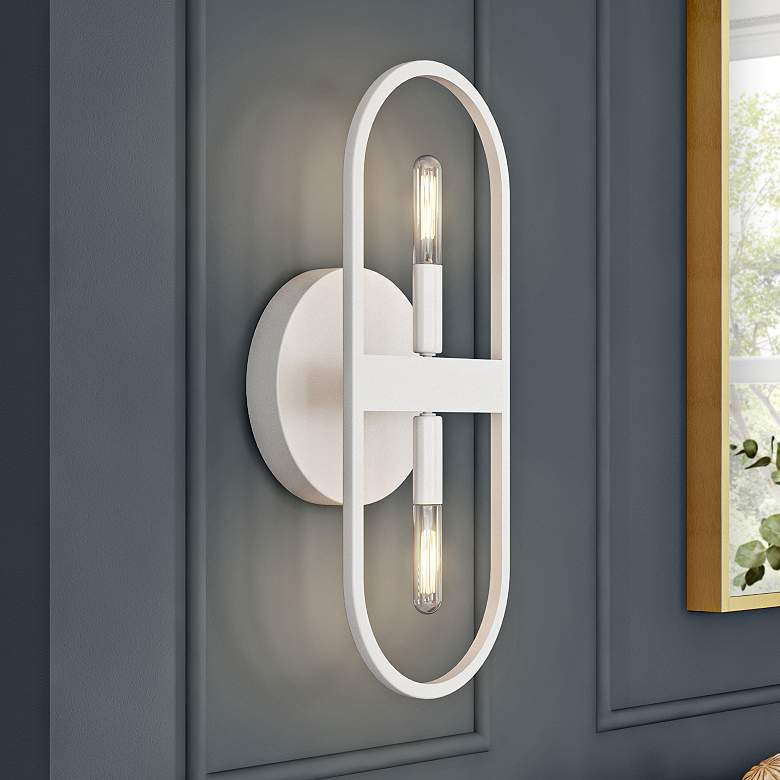 Image 1 Carousel 13 1/2" High Matte White 2-Light Wall Sconce