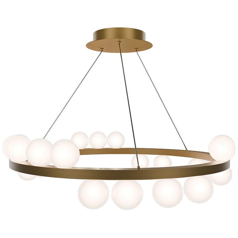 Image 2 Carousel 6.75"H x 28"W 21-Light Chandelier in Aged Brass more views