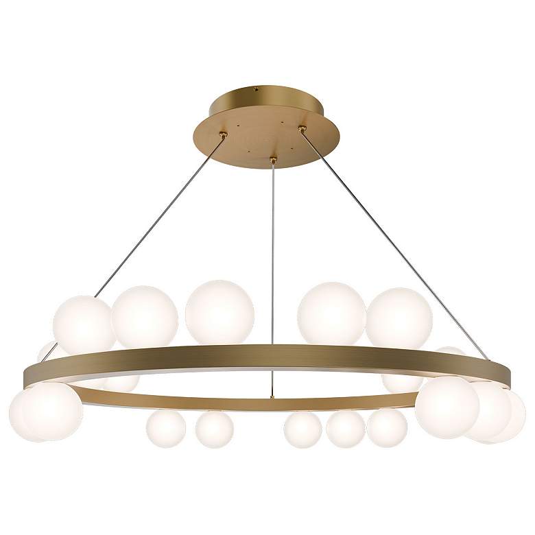 Image 1 Carousel 6.75"H x 28"W 21-Light Chandelier in Aged Brass