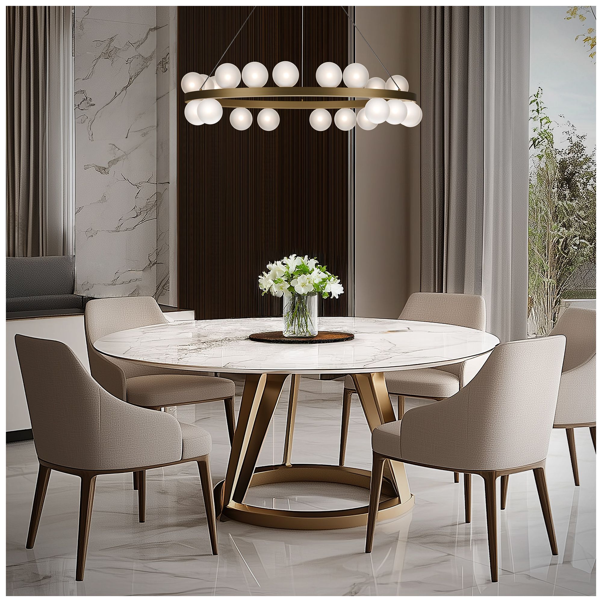 Image 6 Carousel 6.75"H x 28"W 21-Light Chandelier in Aged Brass more views