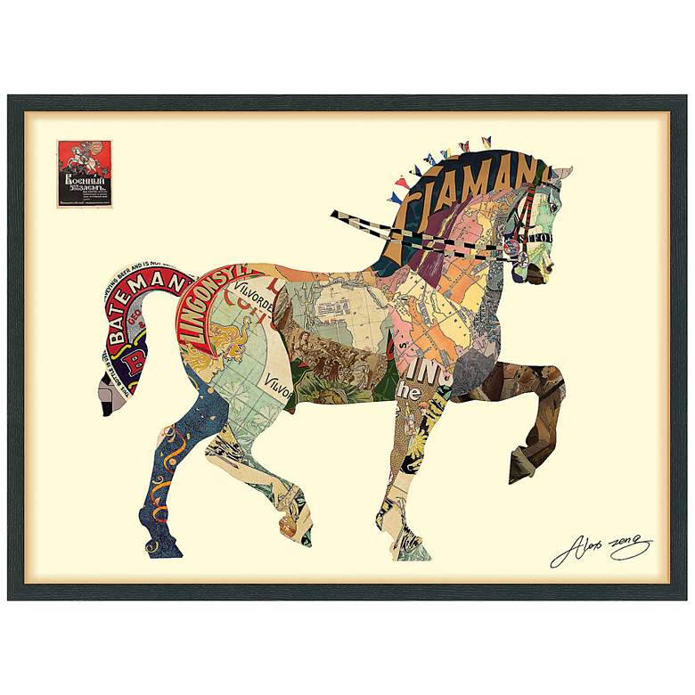 Image 2 Carousel Horse 40" Wide Dimensional Collage Framed Wall Art