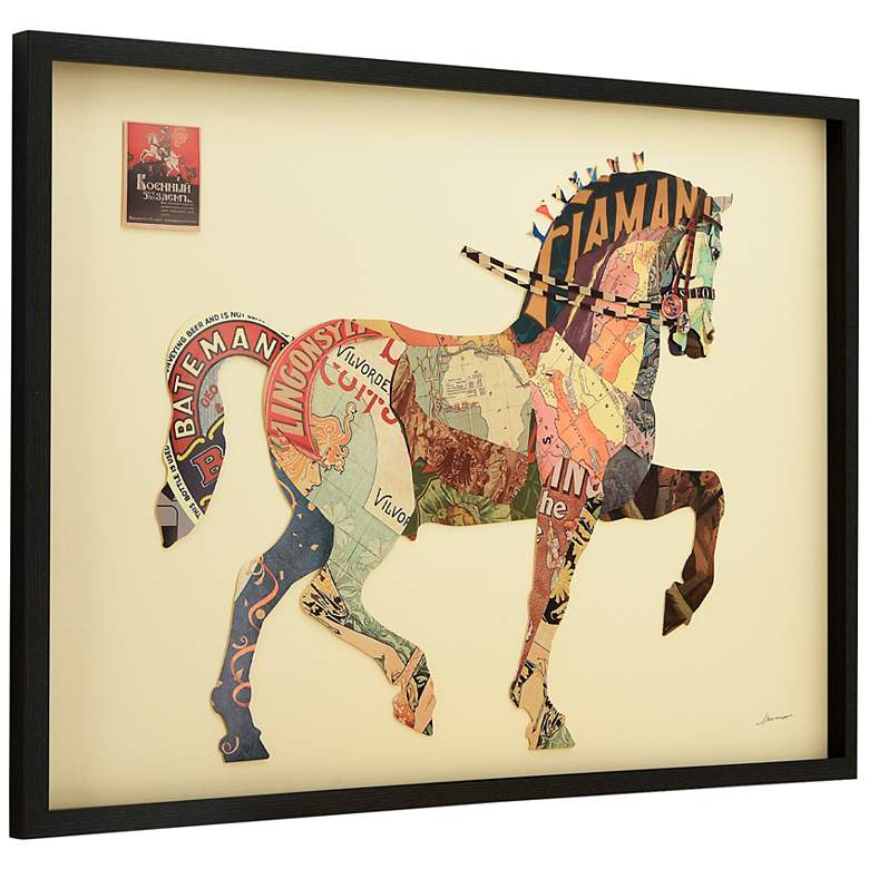 Image 4 Carousel Horse 40" Wide Dimensional Collage Framed Wall Art more views
