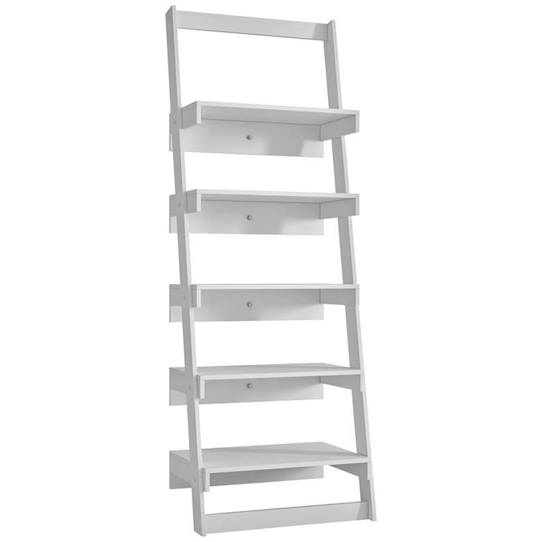 Image 1 Carpina 69 3/4 inch High 5-Shelf White Ladder Modern Bookcase