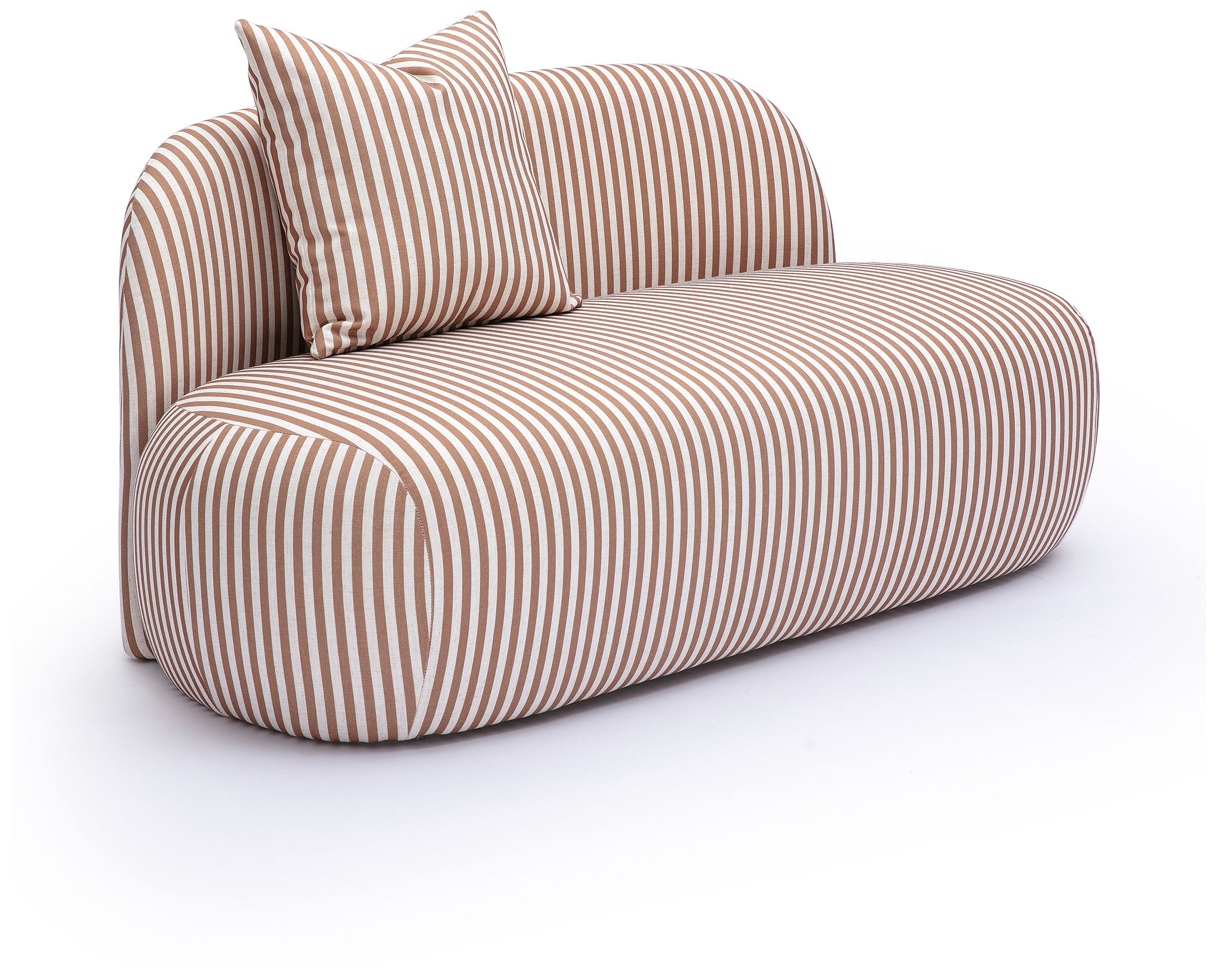 Image 2 Carraway Curry Yellow Striped Linen Loveseat more views