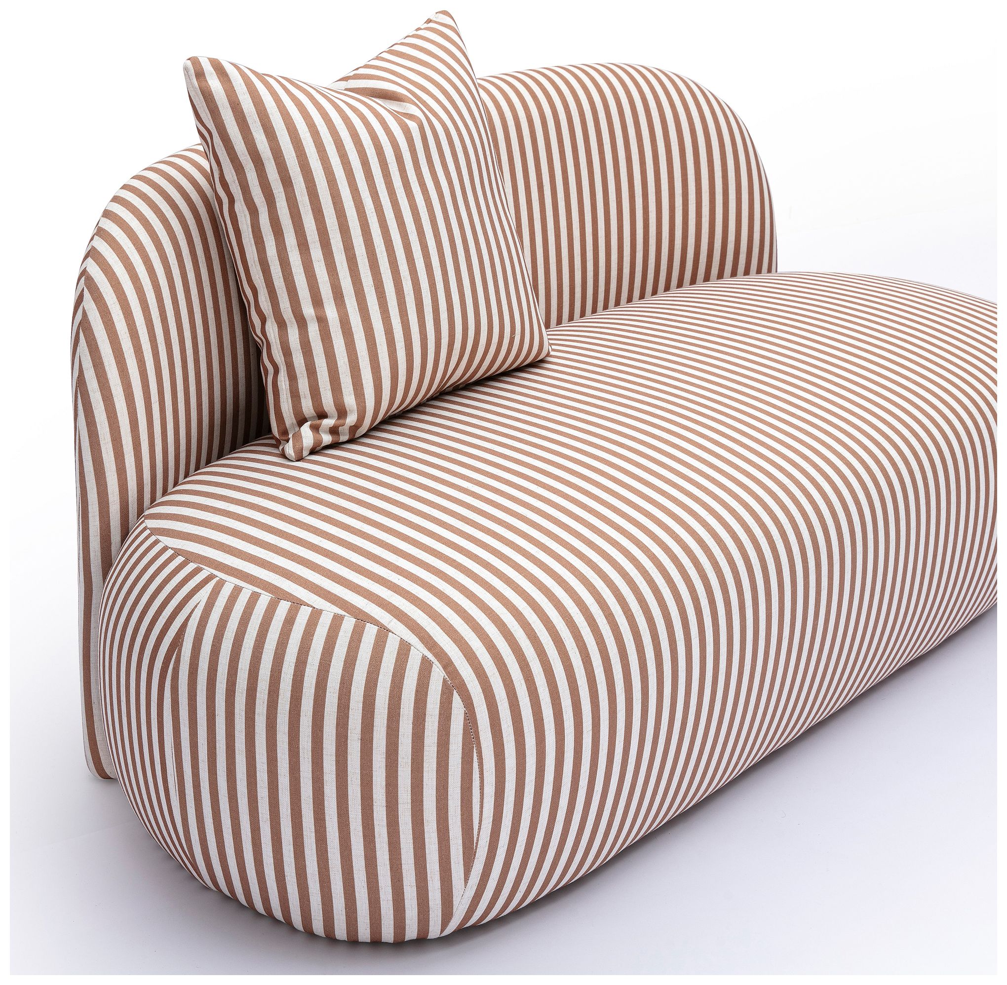 Image 3 Carraway Curry Yellow Striped Linen Loveseat more views