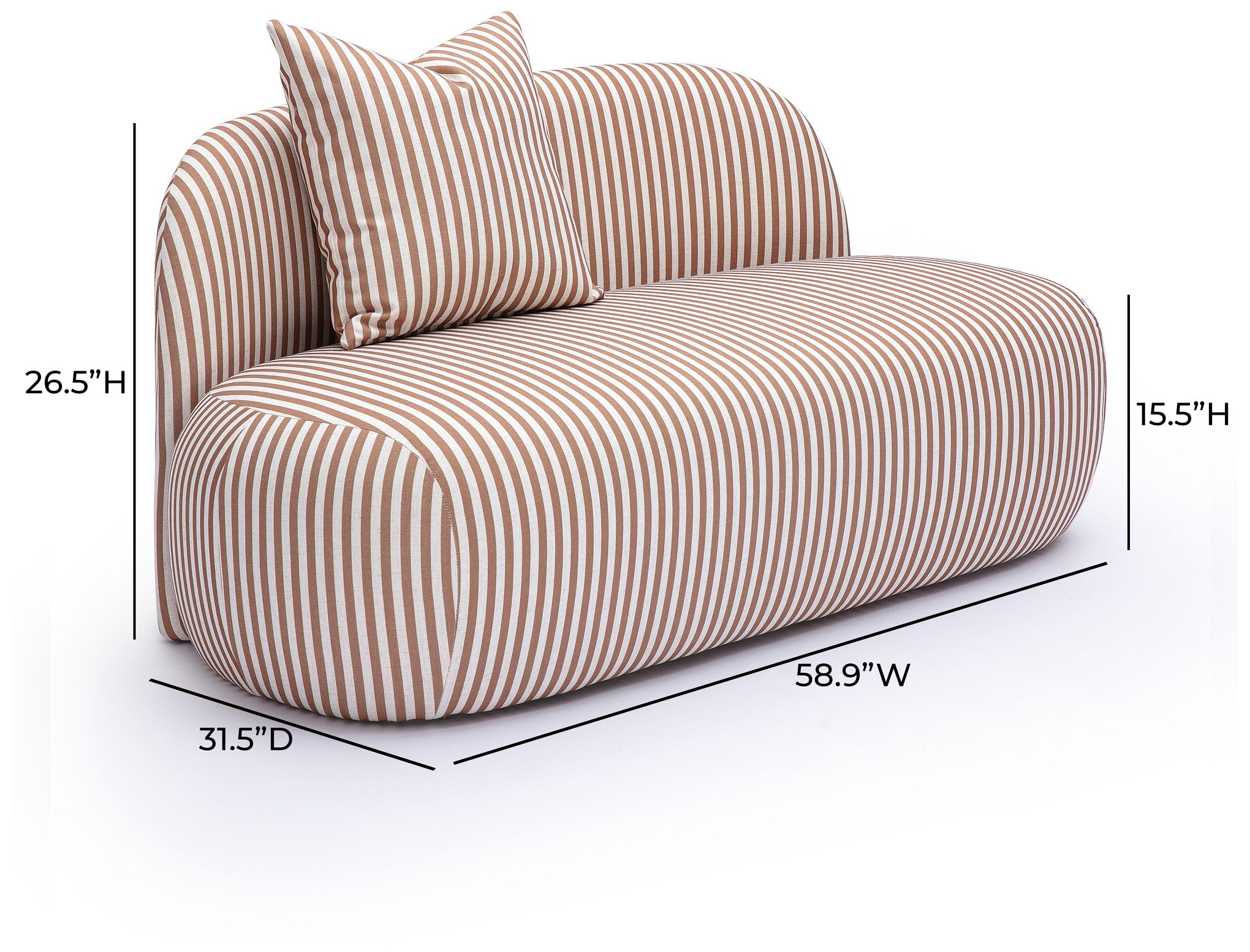 Image 6 Carraway Curry Yellow Striped Linen Loveseat more views