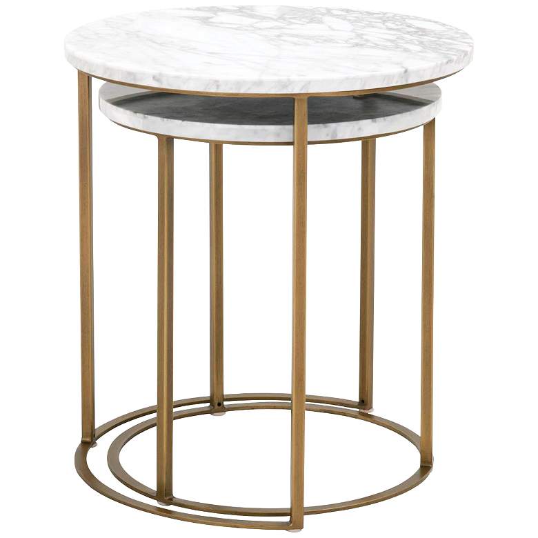 Image 2 Carrera 21"W White and Gold Nesting Accent Tables Set of 2 more views
