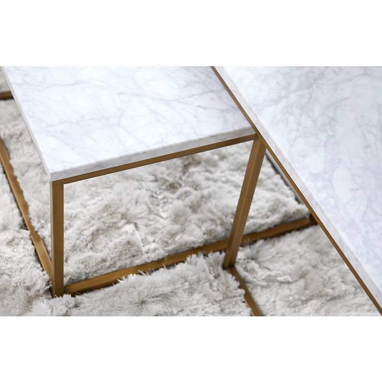 Image 6 Carrera 52" Wide White Marble Nesting Coffee Tables Set of 2 more views