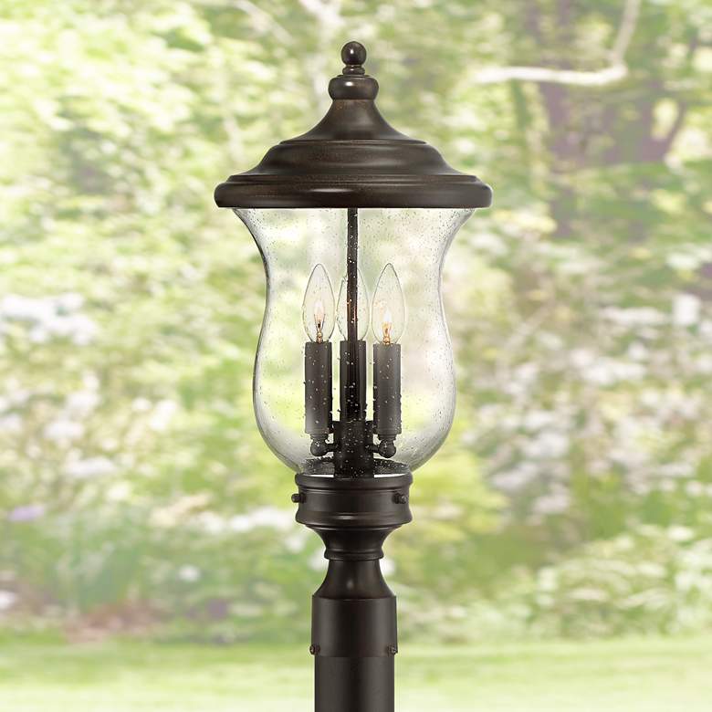 Image 1 Carriage 23 inch High Bronze 3-Light LED Outdoor Post Light