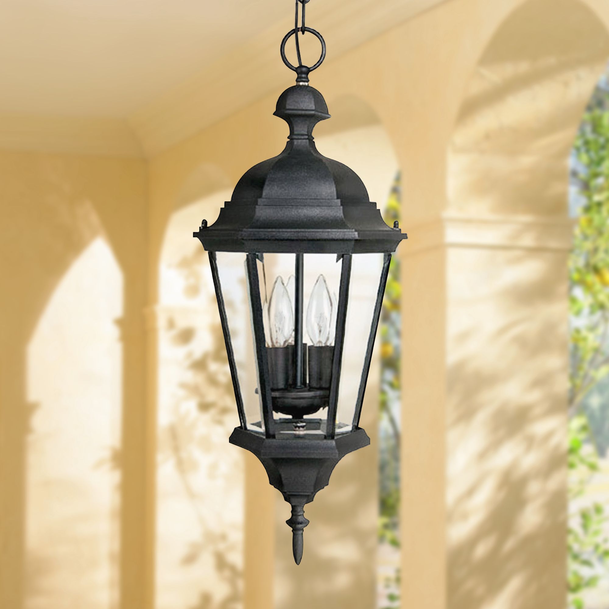 Black hanging on sale porch light