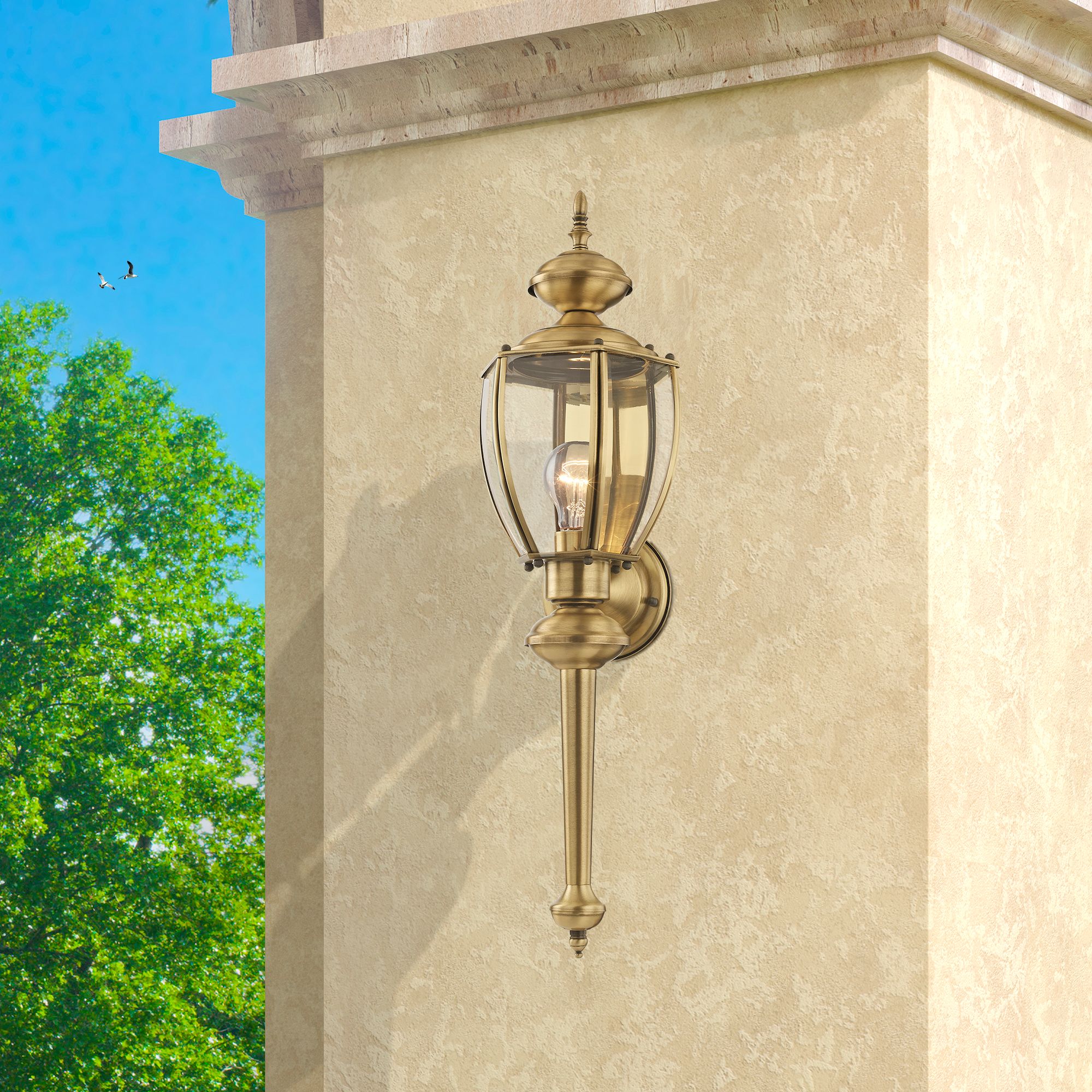 Carriage House 25 1/2" Antique Brass Traditional Outdoor Wall Light