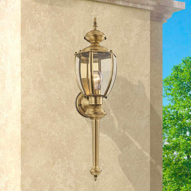 Image 1 Carriage House 25 1/2" Antique Brass Traditional Outdoor Wall Light