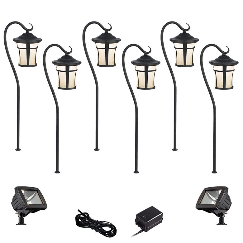 Image 1 Carriage Textured Black 10-Piece LED Path w/ Flood Light Set