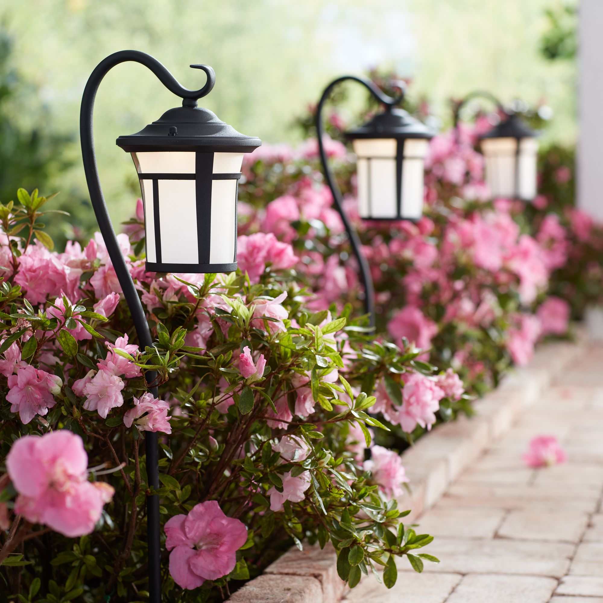 Carriage Textured Black 10-Piece LED Path w/ Flood Light Set