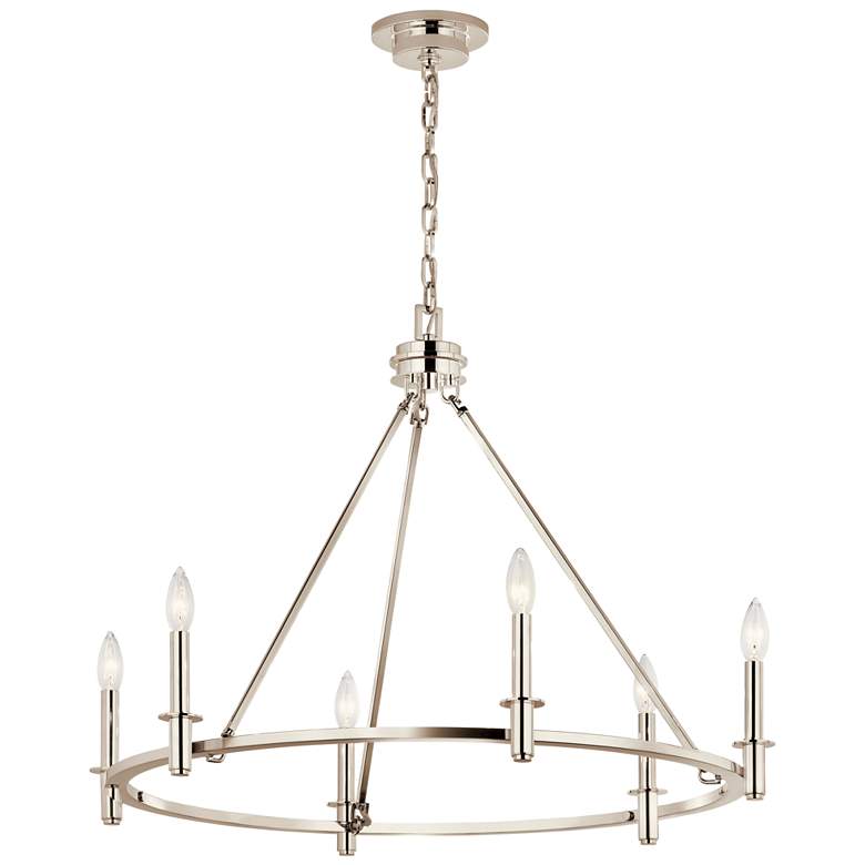 Image 1 Carrick 32 1/4" Wide Polished Nickel 6-Light Chandelier