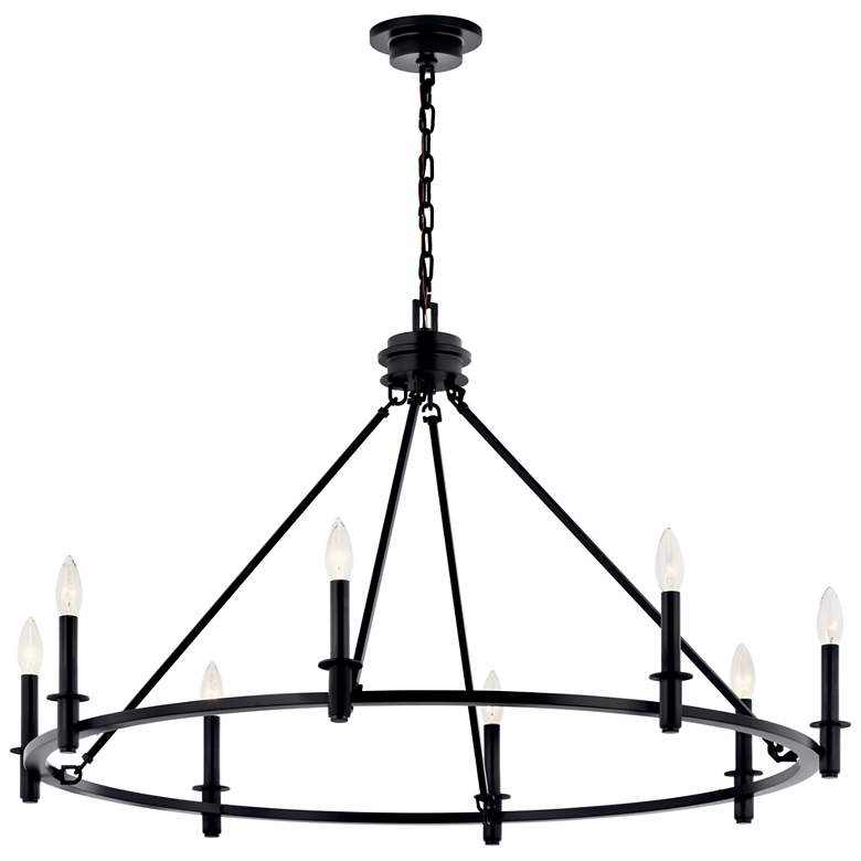 Image 1 Carrick 40 3/4" Wide Black 8-Light Wagon Wheel Chandelier