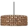 1_Carrie 26" Wide Matte Black and Rattan Drum Pendant Light