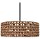 Carrie 26" Wide Matte Black and Rattan Drum Pendant Light