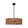 2_Carrie 26" Wide Matte Black and Rattan Drum Pendant Light more views