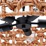 5_Carrie 26" Wide Matte Black and Rattan Drum Pendant Light more views