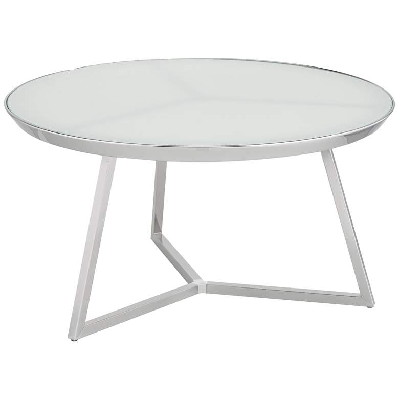 Image 2 Carrie 29 3/4" Wide Chrome and White Glass Coffee Table