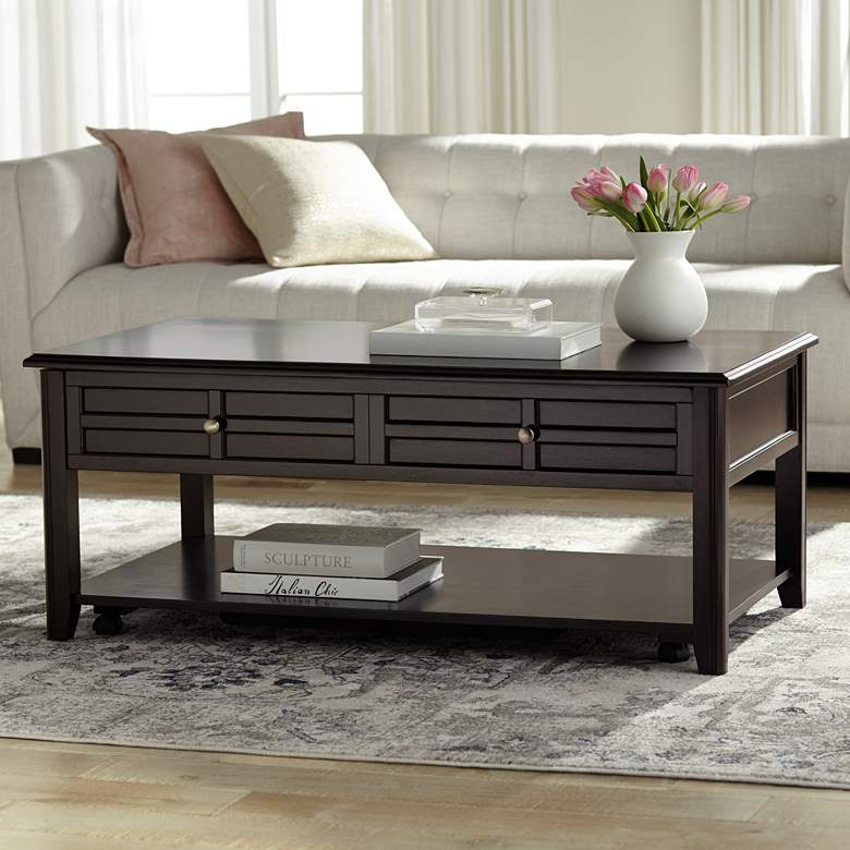 Image 1 Carrier 50" Wide Espresso Lift-Top Storage Coffee Table