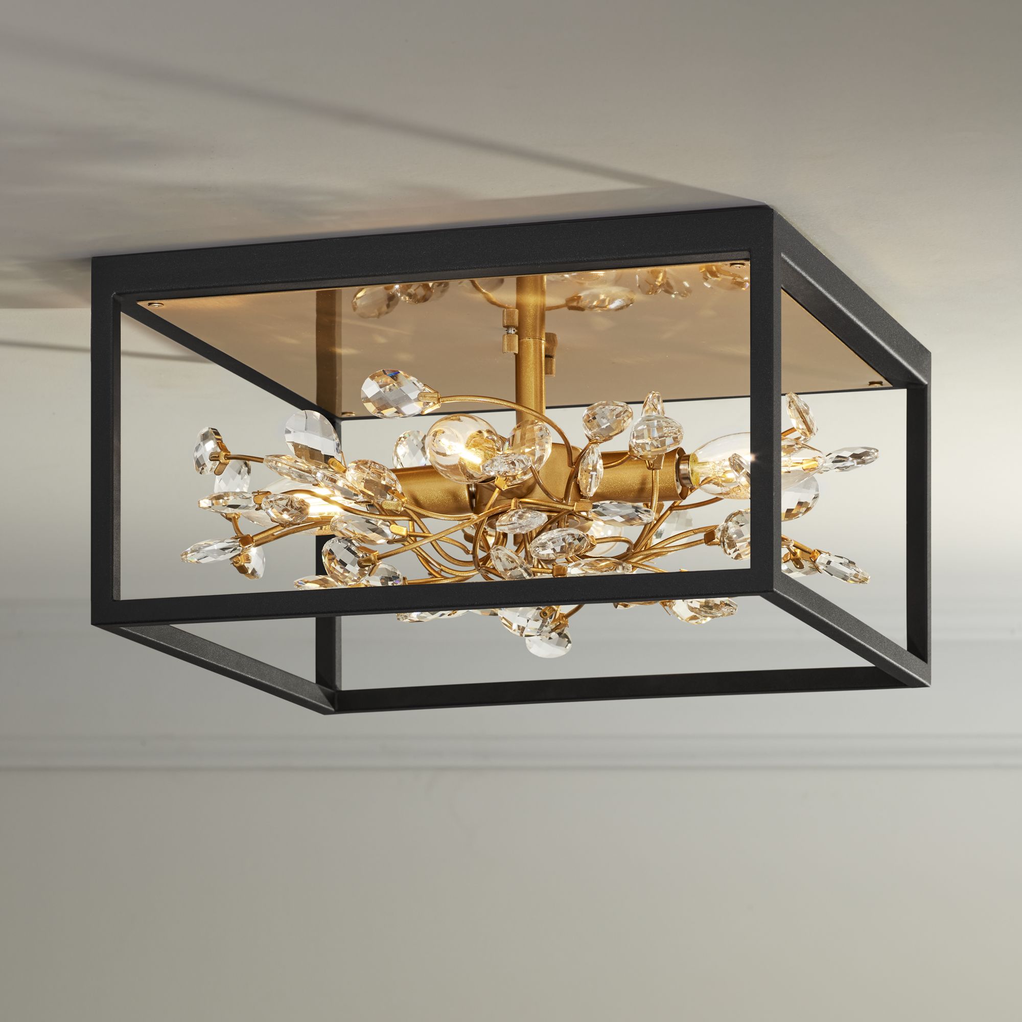 black and gold flush mount ceiling light