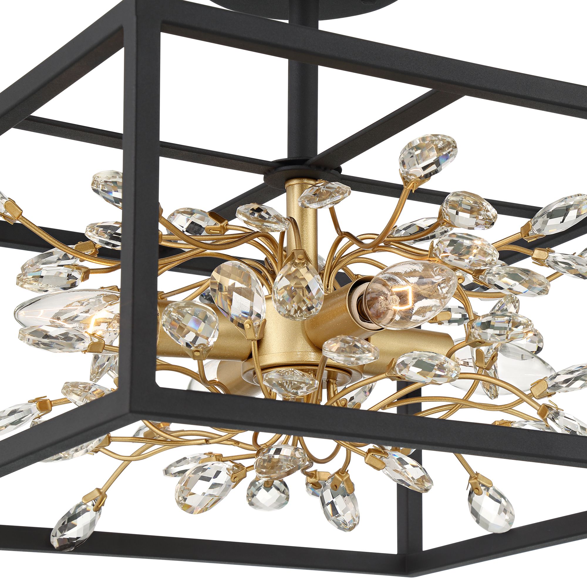 Carrine 14 1/4"W Black Gold SemiFlushmount Ceiling Light 540N1