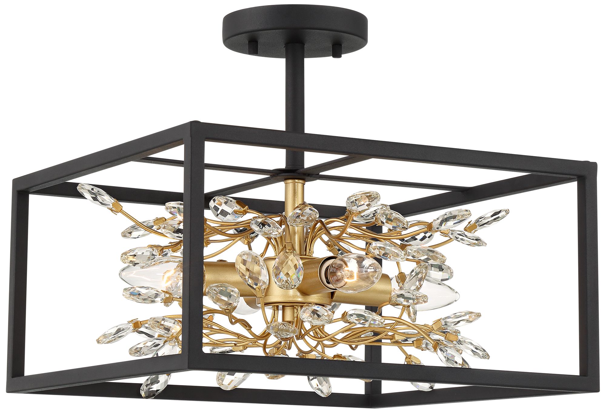 Carrine 14 1/4"W Black Gold SemiFlushmount Ceiling Light 540N1
