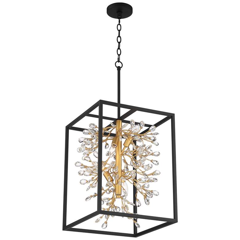 Carrine 15 1/4&quot; Wide Black and Gold 4-Light Pendant Light more views