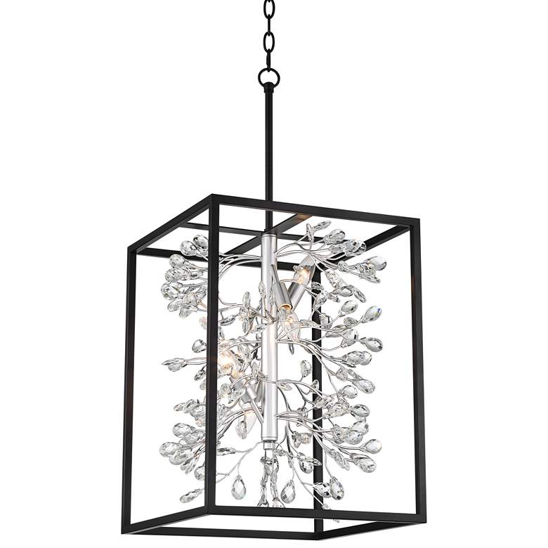Image 2 Carrine 15 1/4 inch Wide Black and Silver 4-Light Pendant Light