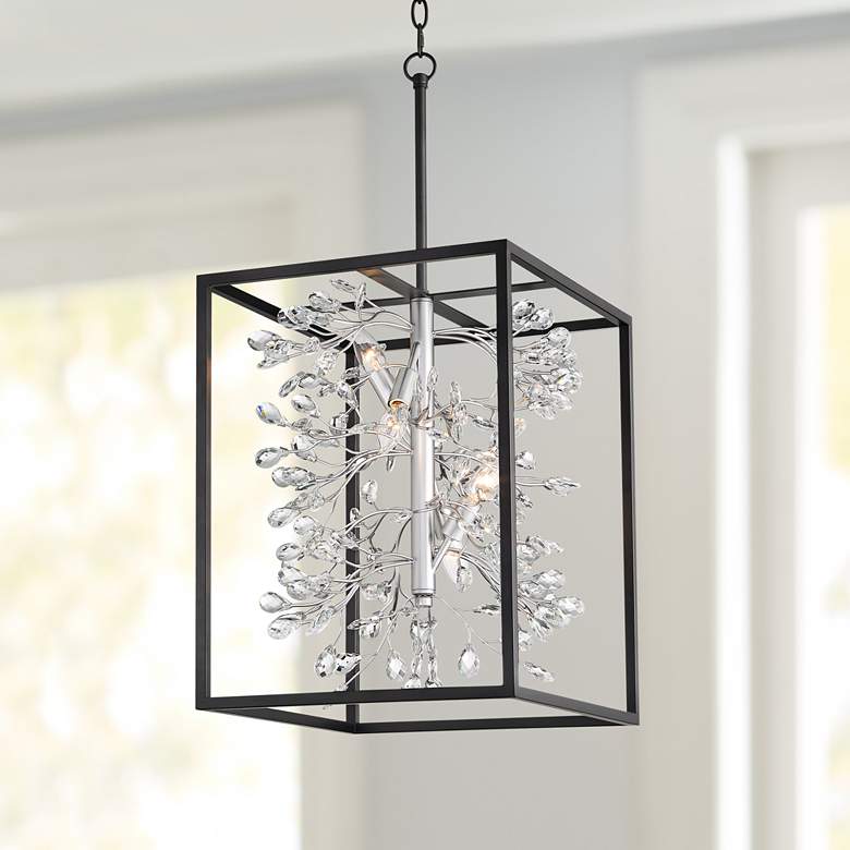 Carrine 15 1/4&quot; Wide Black and Silver 4-Light Pendant Light
