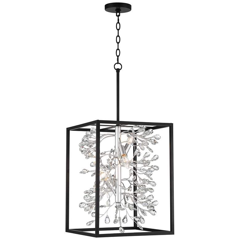 Carrine 15 1/4&quot; Wide Black and Silver 4-Light Pendant Light more views