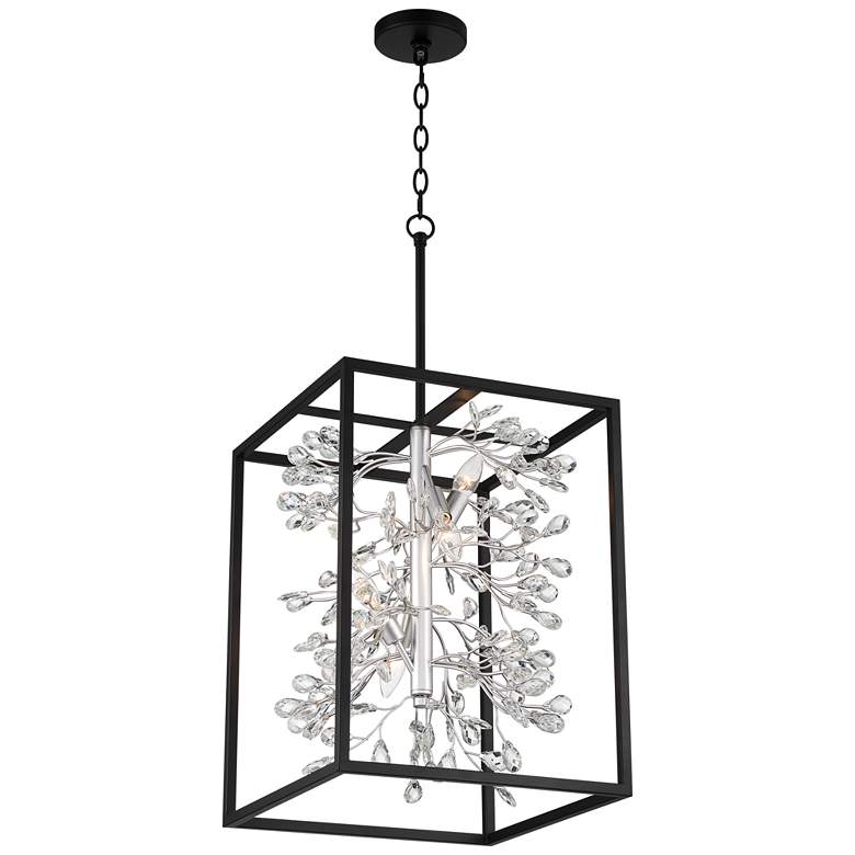 Carrine 15 1/4&quot; Wide Black and Silver 4-Light Pendant Light more views