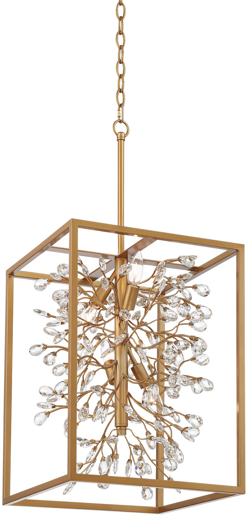 Carrine 15 1/4" Wide Brass and Gold 4Light Pendant 652N1 Lamps Plus