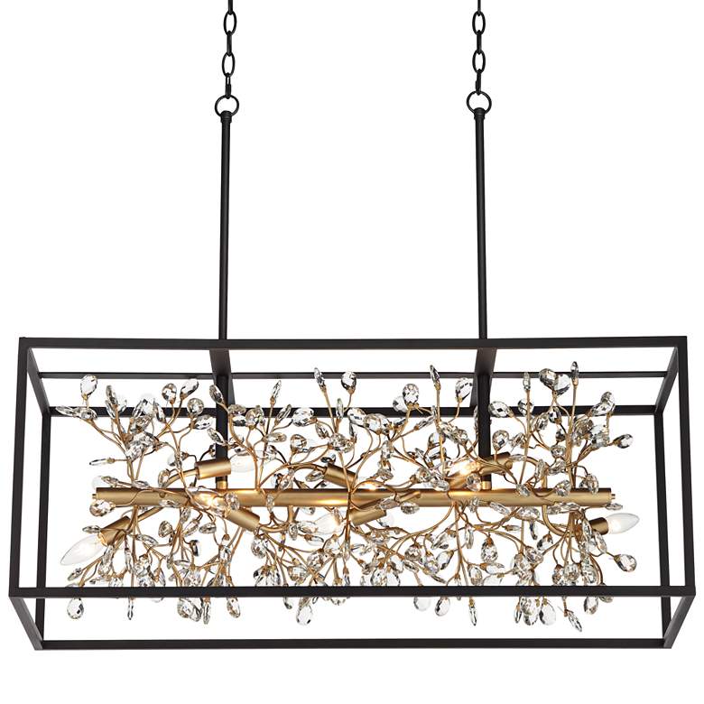 Carrine 38 1/2&quot; Wide Black and Gold Kitchen Island Light Pendant more views