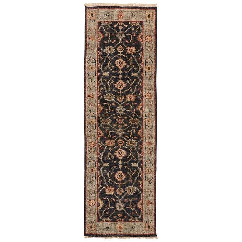 Image 1 Carrington Traditional Oriental Hand Knotted Black Area Rug 6500F