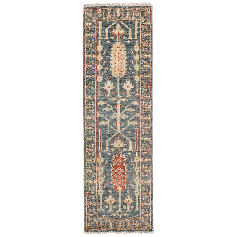 Image 1 Carrington Traditional Oriental Hand Knotted Blue Area Rug 6499F
