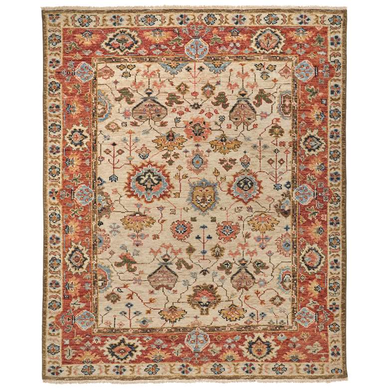 Image 1 Carrington Traditional Oriental Hand Knotted Ivory Area Rug 6805F