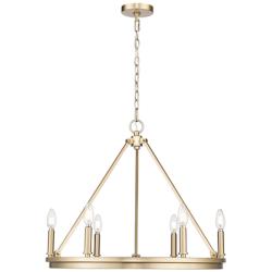 Carruth 25" Wide Modern Gold 6-Light Wagon Wheel Chandelier