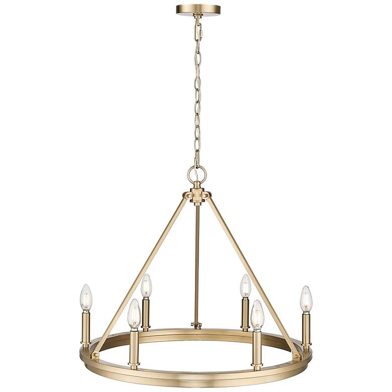 Image 4 Carruth 25" Wide Modern Gold 6-Light Wagon Wheel Chandelier more views